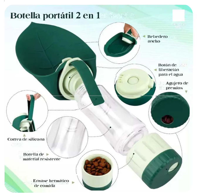 AquaCan™ - Botella portátil con comedero y bebedero